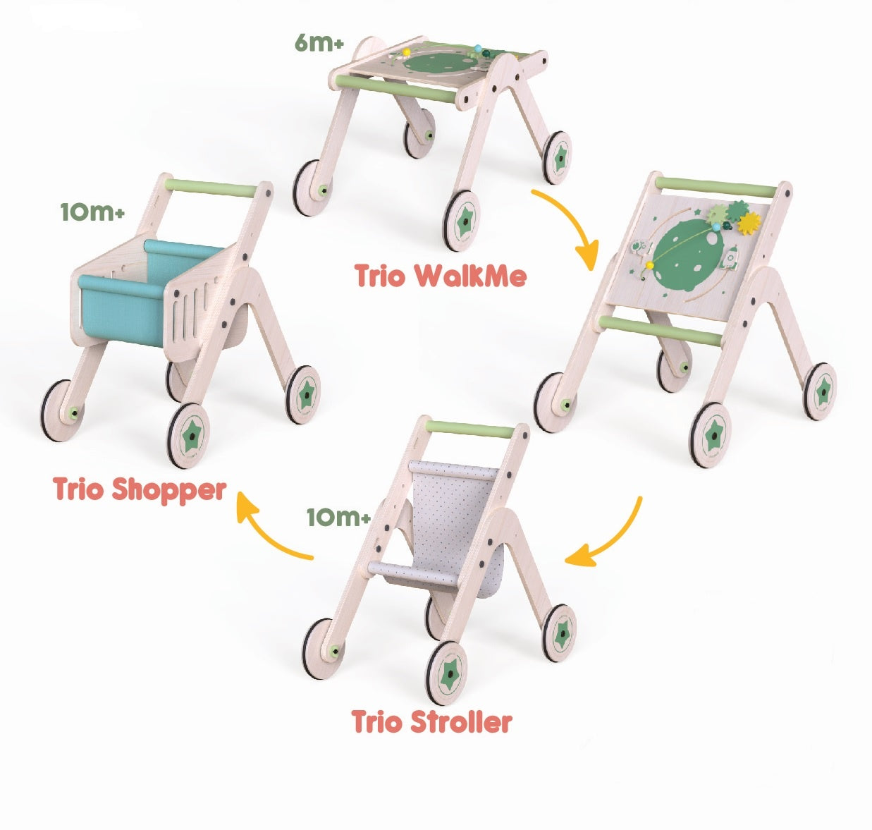 Antepremergator din lemn 4 in 1 MamaToyz cu masuta de activitati,