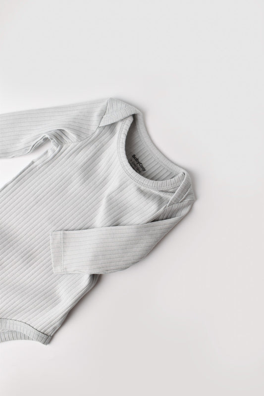 Body Bebe Unisex cu maneca lunga din 95% bumbac organic cu 5% elastan - Gri, BabyCosy