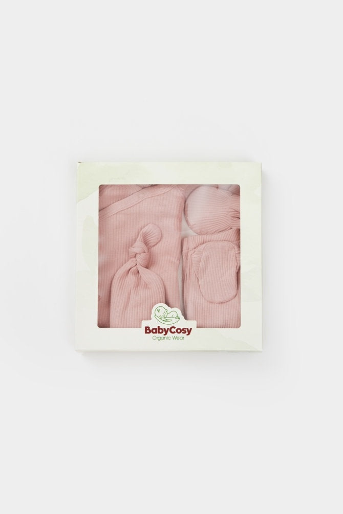 Cutie 4 piese pentru nou nascut - 100% bumbac organic - Powder, BabyCosy