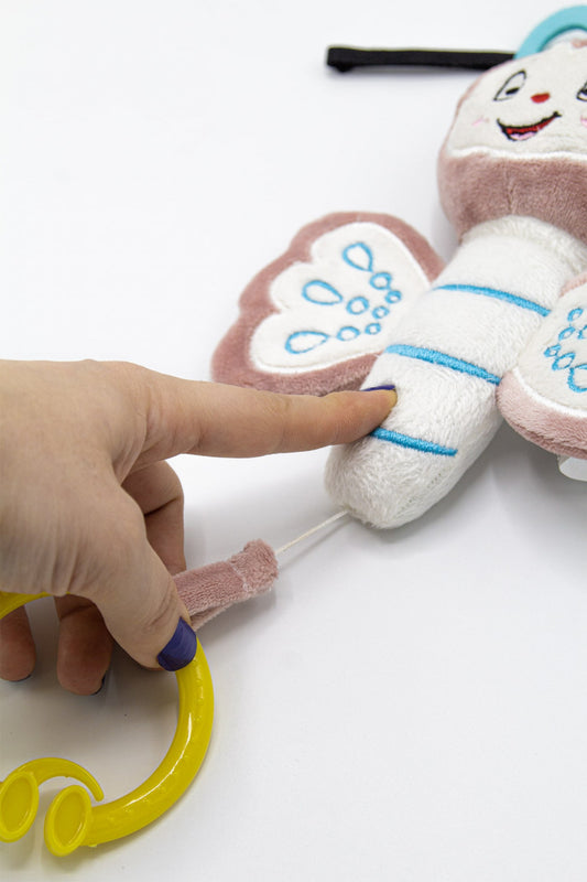 Jucarie din plus cu vibratii pentru bebelusi Fluture, 6 luni+, BabyJem