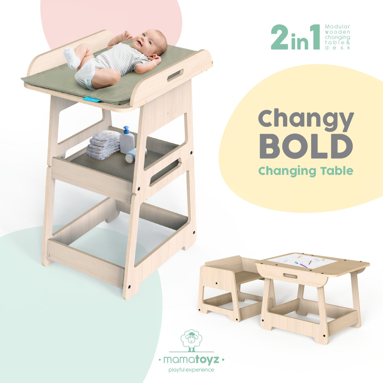 Masuta de infasat 2 in 1 transformabila in masuta de activitati, MamaToyz
