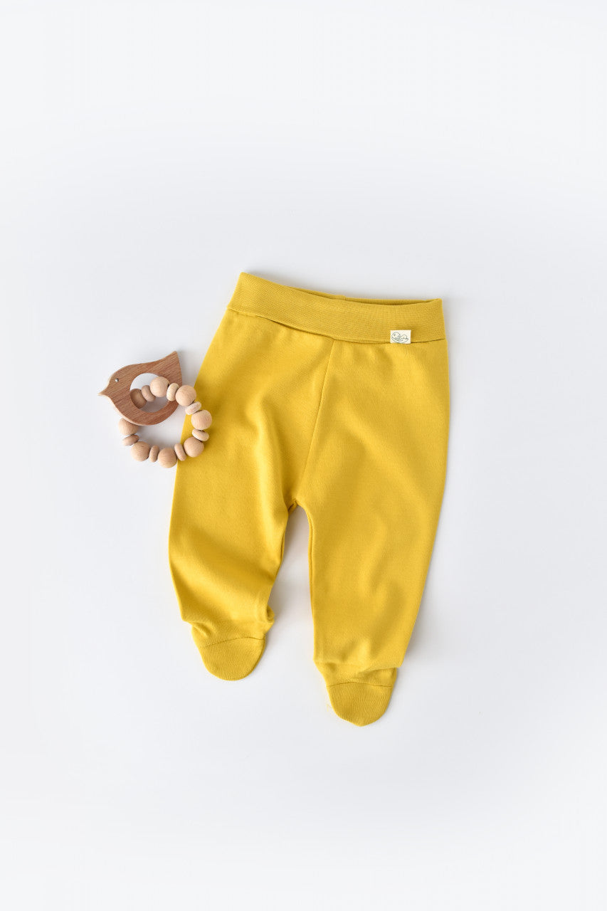 Pantaloni cu Botosei - Bumbac organic Galben pal BabyCosy