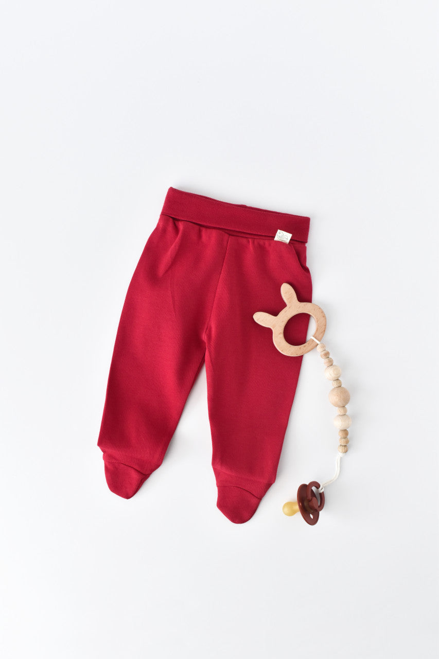 Pantaloni cu Botosei - Bumbac organic Rosu BabyCosy