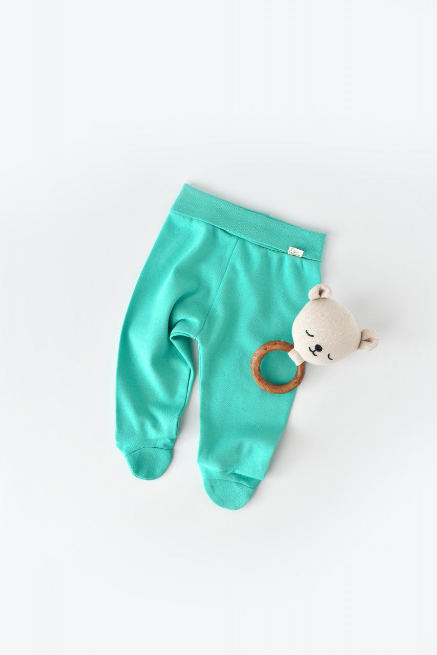 Pantaloni cu Botosei - Bumbac organic Turcoaz BabyCosy