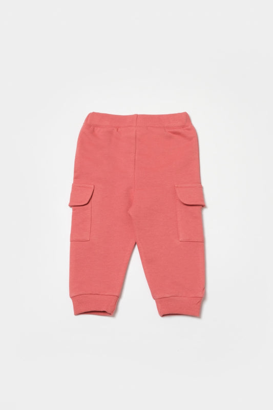 Pantaloni cu buzunare laterale, Two thread, 100%bumbac organic - Rose, BabyCosy