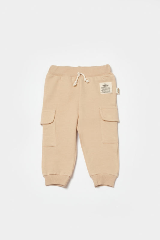 Pantaloni cu buzunare laterale, Two thread, 100%bumbac organic - Stone, BabyCosy