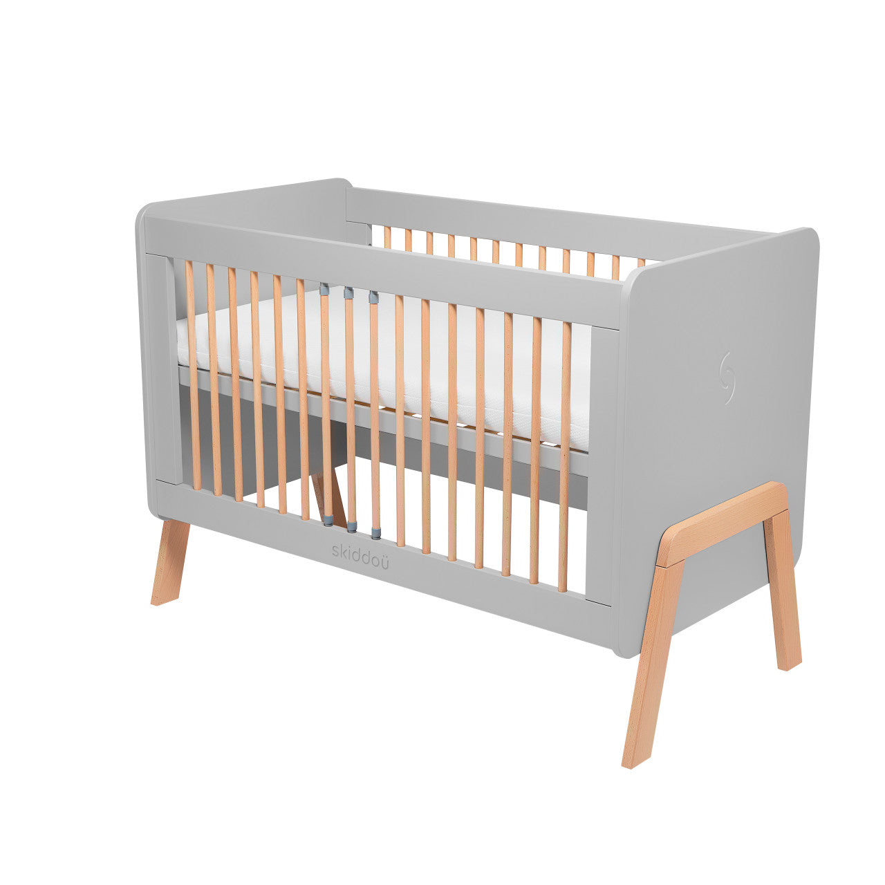 Patut transformabil copii Skiddou Krubb din lemn de fag/MDF, 60x120 cm, Evening Shadow, Gri