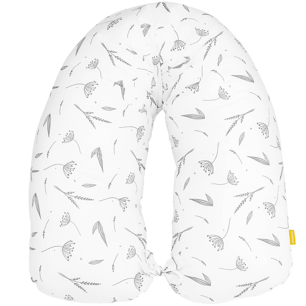 Perna pentru alaptat 2 in 1 Ammi+, Skiddou, Puff catcher, Alb, 109 x 48 x 20 cm