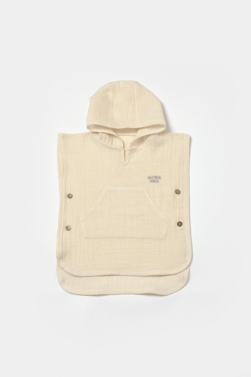 Prosop plaja - poncho copii din muselina absorbanta, Stone, BabyCosy