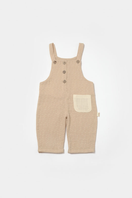 Salopeta cu bretele si buzunar, 100% bumbac - Apricot, BabyCosy