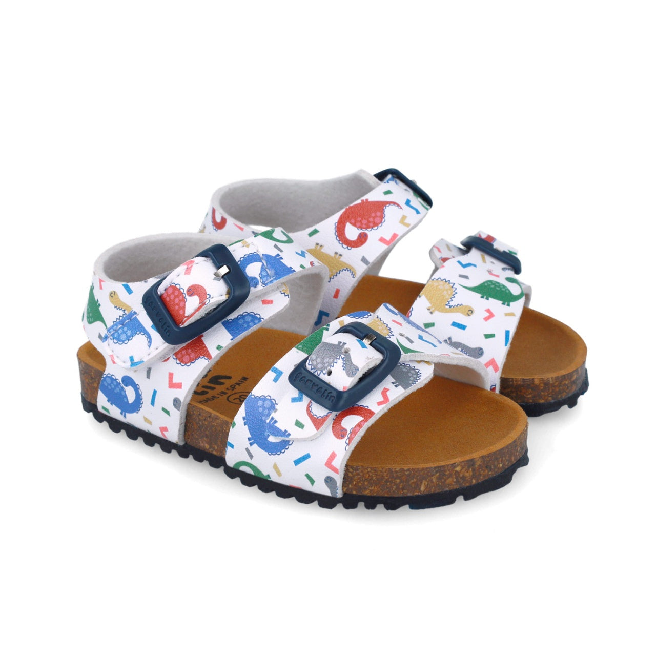 Sandale pentru copii cu dinozauri Garvalin, 252472, albi