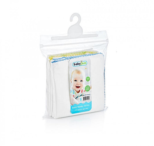 Set 10 batistute BabyJem din bumbac pentru copii 28x28 cm
