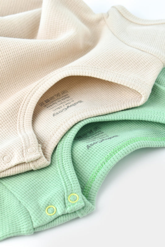 Set 2 body-uri bebe unisex -100% bumbac organic - Mint/Stone, BabyCosy