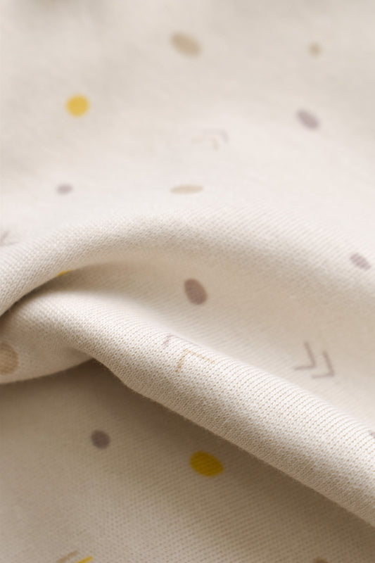 Set 2 body-uri cu maneca lunga petreceute bebe unisex -100% bumbac organic - Crem cu buline, BabyCosy