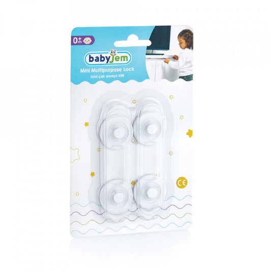 Set 2 mini sigurante universale pentru usi si dulapuri BabyJem, albe