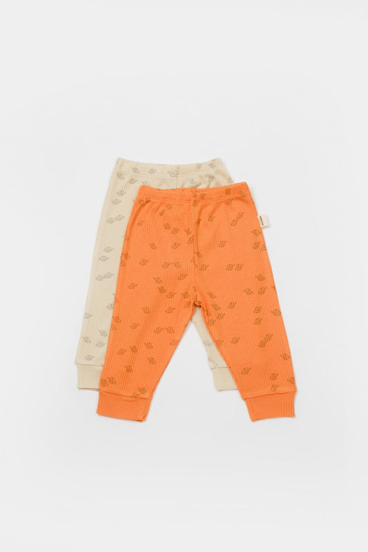 Set 2 pantalonasi Printed, BabyCosy, 50% modal+50% bumbac, Stone/Apricot