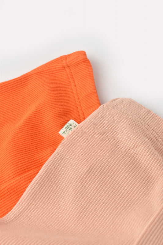 Set 2 pantaloni bebe unisex din bumbac organic si modal - Rodie/Piersica, BabyCosy