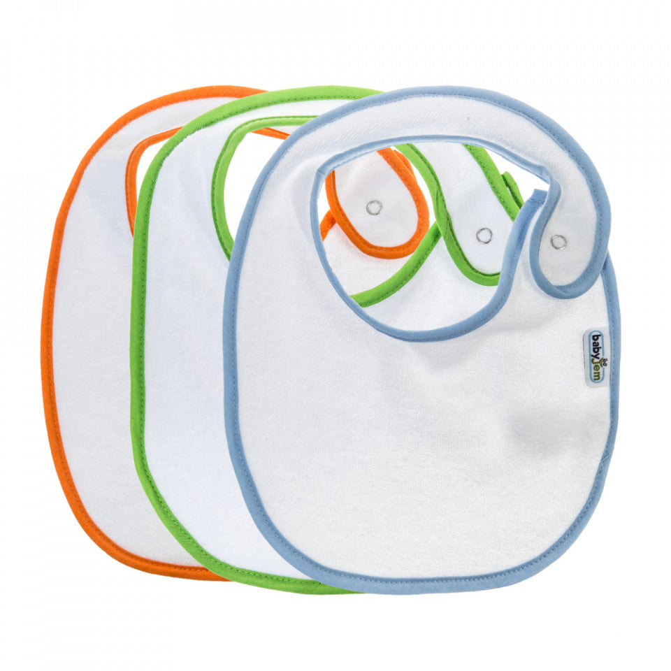 Set 3 bavete BabyJem, cu capse, din bumbac