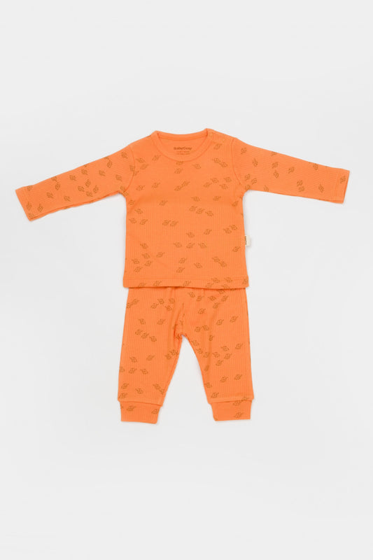 Set 3 piese:bluza, pantaloni si caciulita Printed, BabyCosy, 50% modal+50% bumbac, Apricot