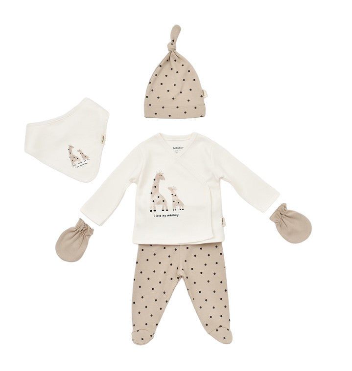 Set 5 piese Girafa, BabyCosy, 100% bumbac organic