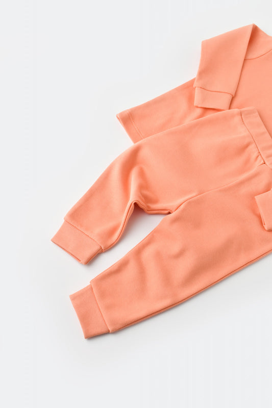 Set bluzita cu maneca lunga si pantaloni lungi - bumbac organic 100% - Roz, BabyCosy