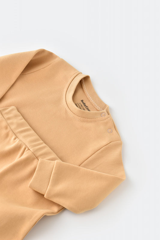 Set bluzita cu maneca lunga si pantaloni lungi - bumbac organic 100% - Mustar, BabyCosy