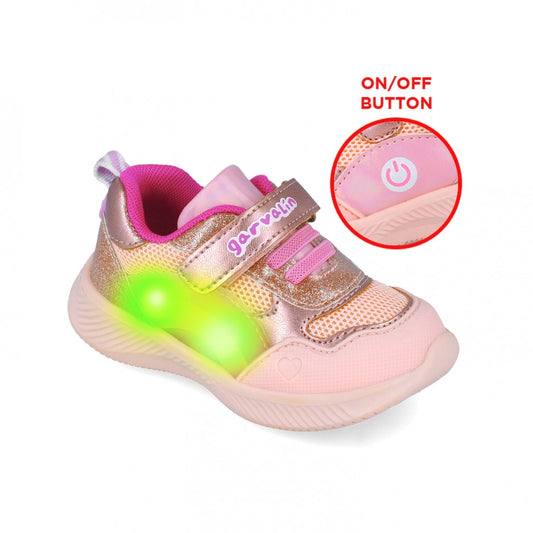 Sneakers cu leduri si curcubeu Garvalin 252801, roz