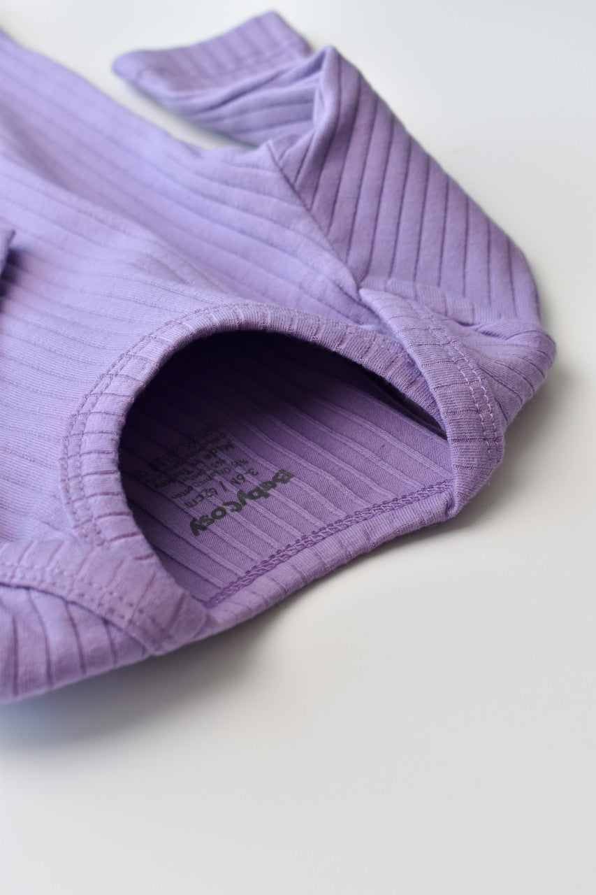 Body Bebe Unisex cu maneca lunga din 95% bumbac organic cu 5% elastan - Mov, BabyCosy