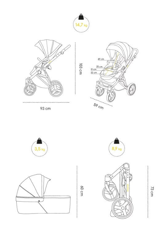 Carucior 2 in 1 Skiddou Oslo+, Onyx, Negru