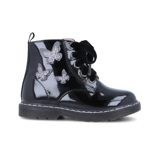 Cizmulite pentru fetite cu fluturasi, Garvalin, negru