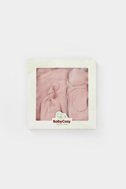 Cutie 4 piese pentru nou nascut - 100% bumbac organic - Powder, BabyCosy