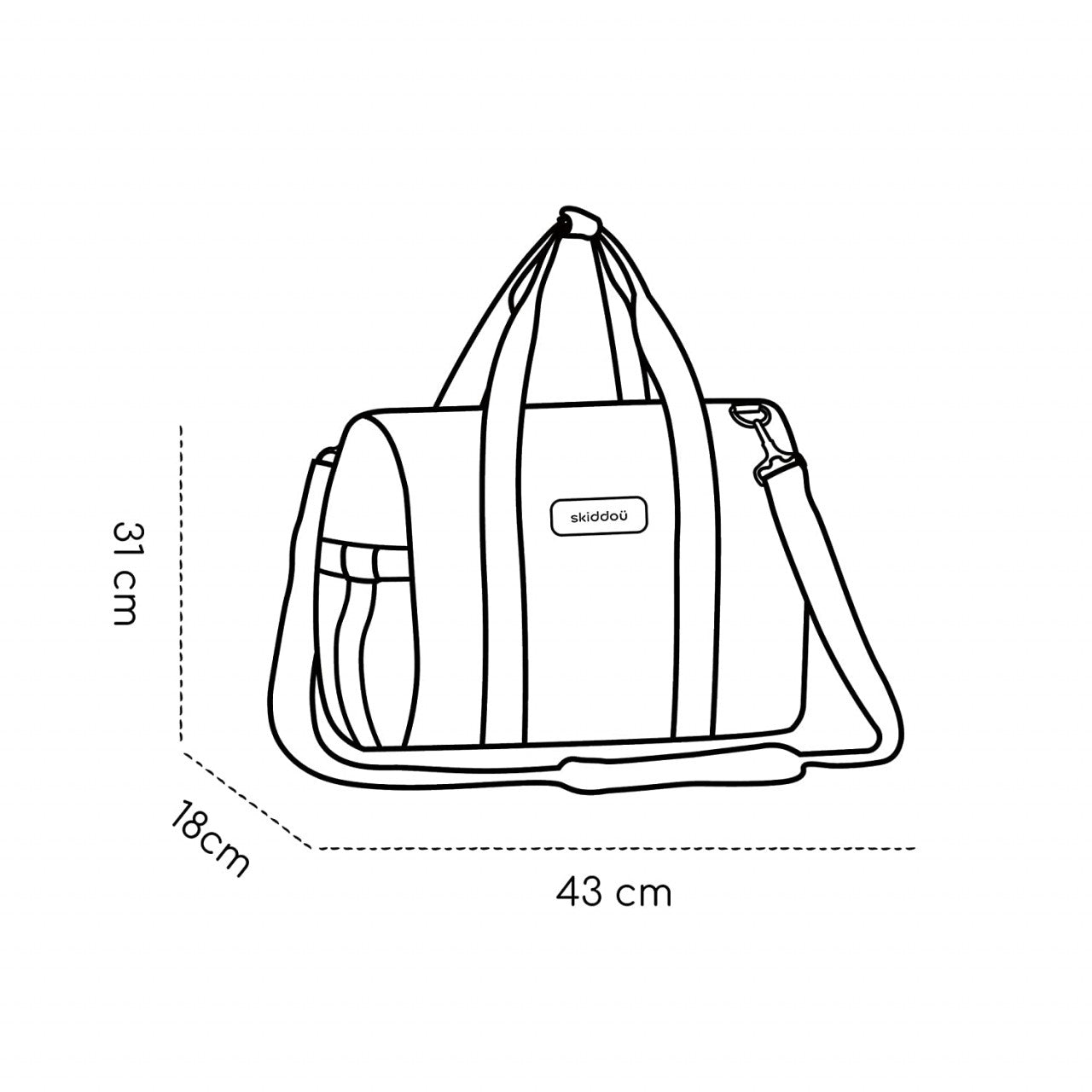 Geanta multifunctionala pentru parinti Skiddou Inger, Onyx, Negru