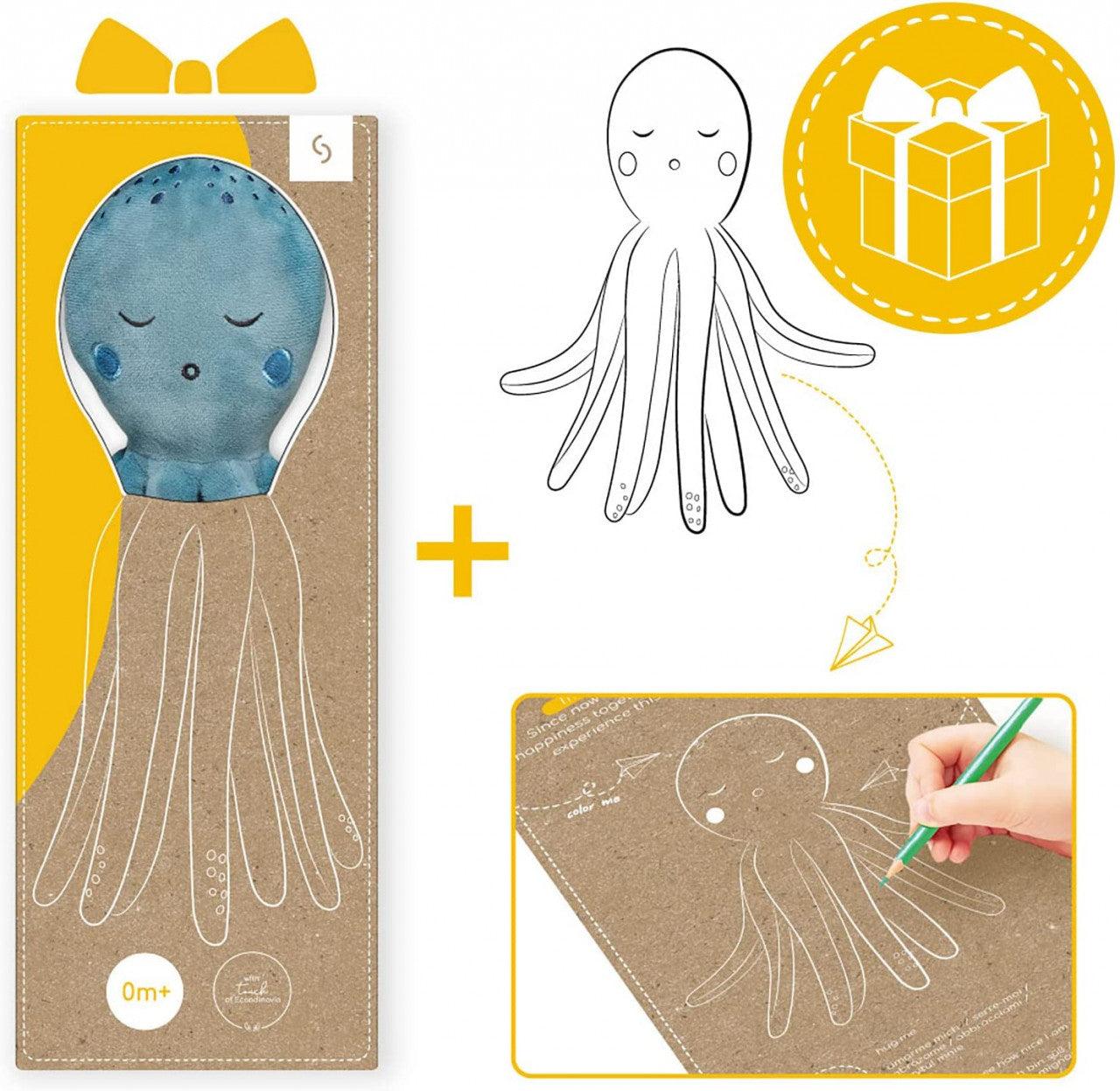 Jucarie caracatita de plus pentru copii Skiddou Havi, 35 cm