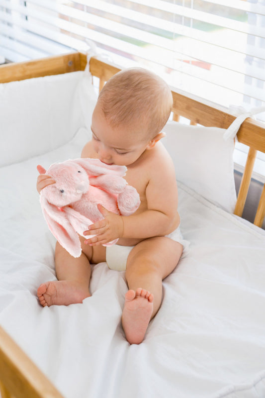 Jucarie din plus pentru copii BabyJem Sleeping Mate Small Bunny