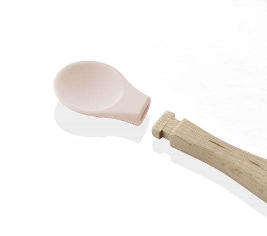 Lingurita cu maner din lemn si varf rotunjit din silicon BabyJem