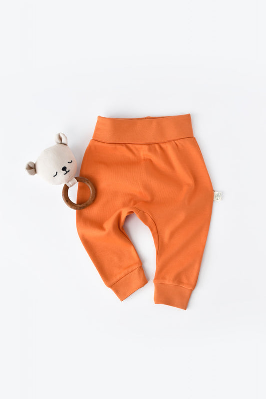 Pantaloni Bebe Unisex din bumbac organic Portocaliu BabyCosy