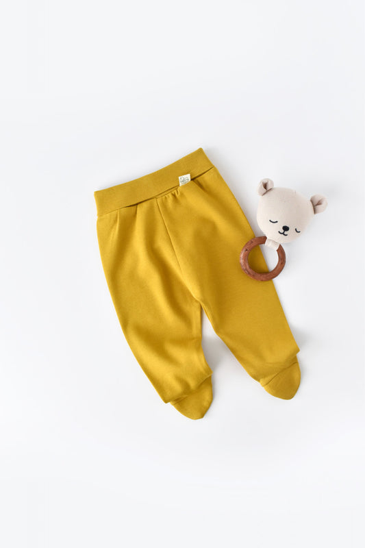 Pantaloni cu Botosei - Bumbac organic Galben BabyCosy