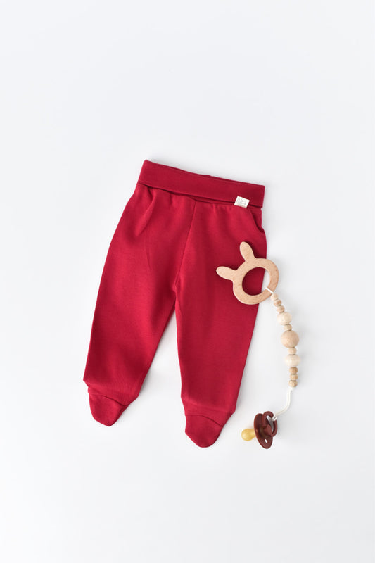 Pantaloni cu Botosei - Bumbac organic Rosu BabyCosy