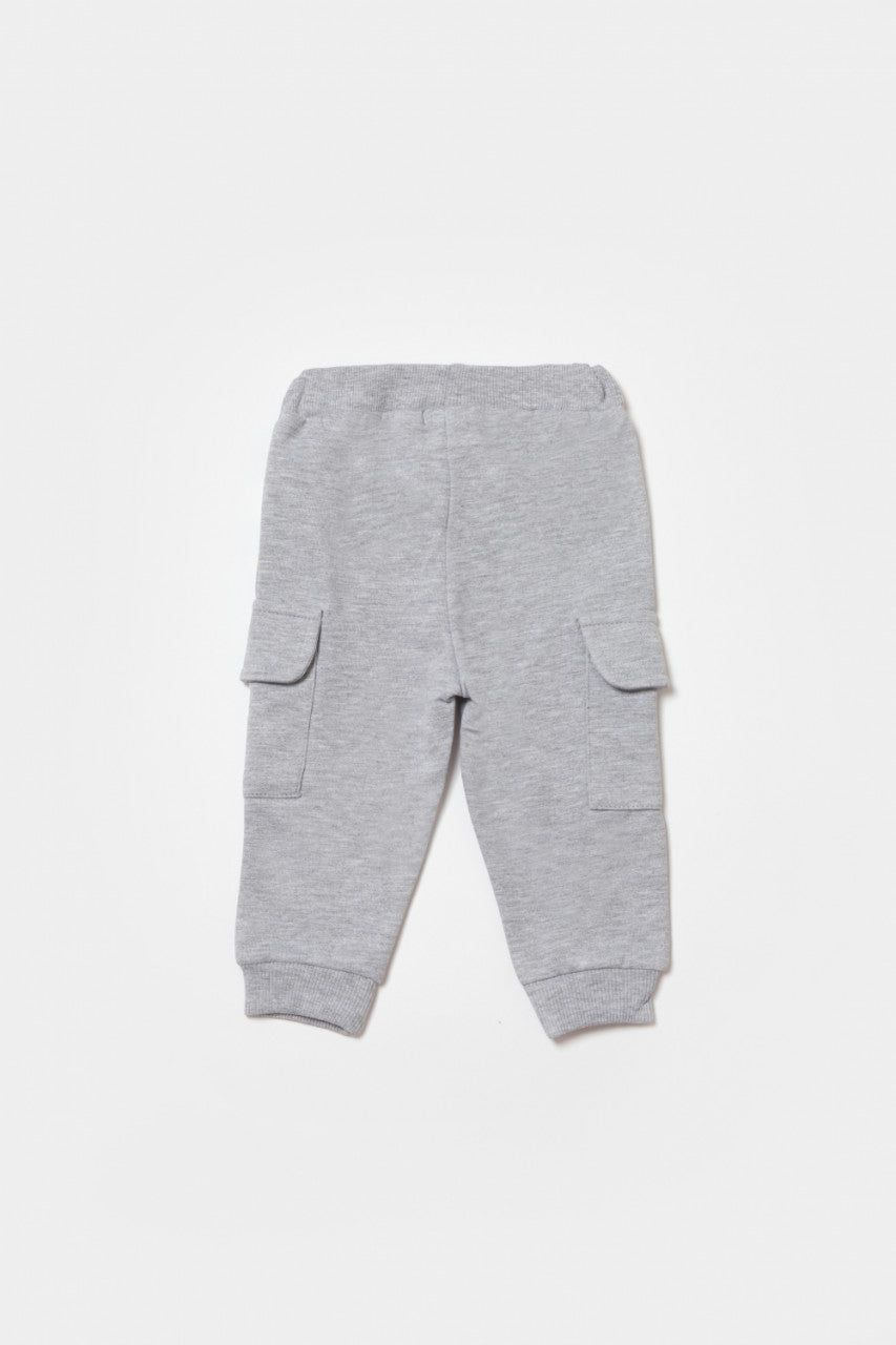 Pantaloni cu buzunare laterale, Two thread, 100%bumbac organic - Gri, BabyCosy