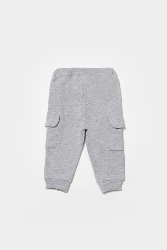 Pantaloni cu buzunare laterale, Two thread, 100%bumbac organic - Gri, BabyCosy