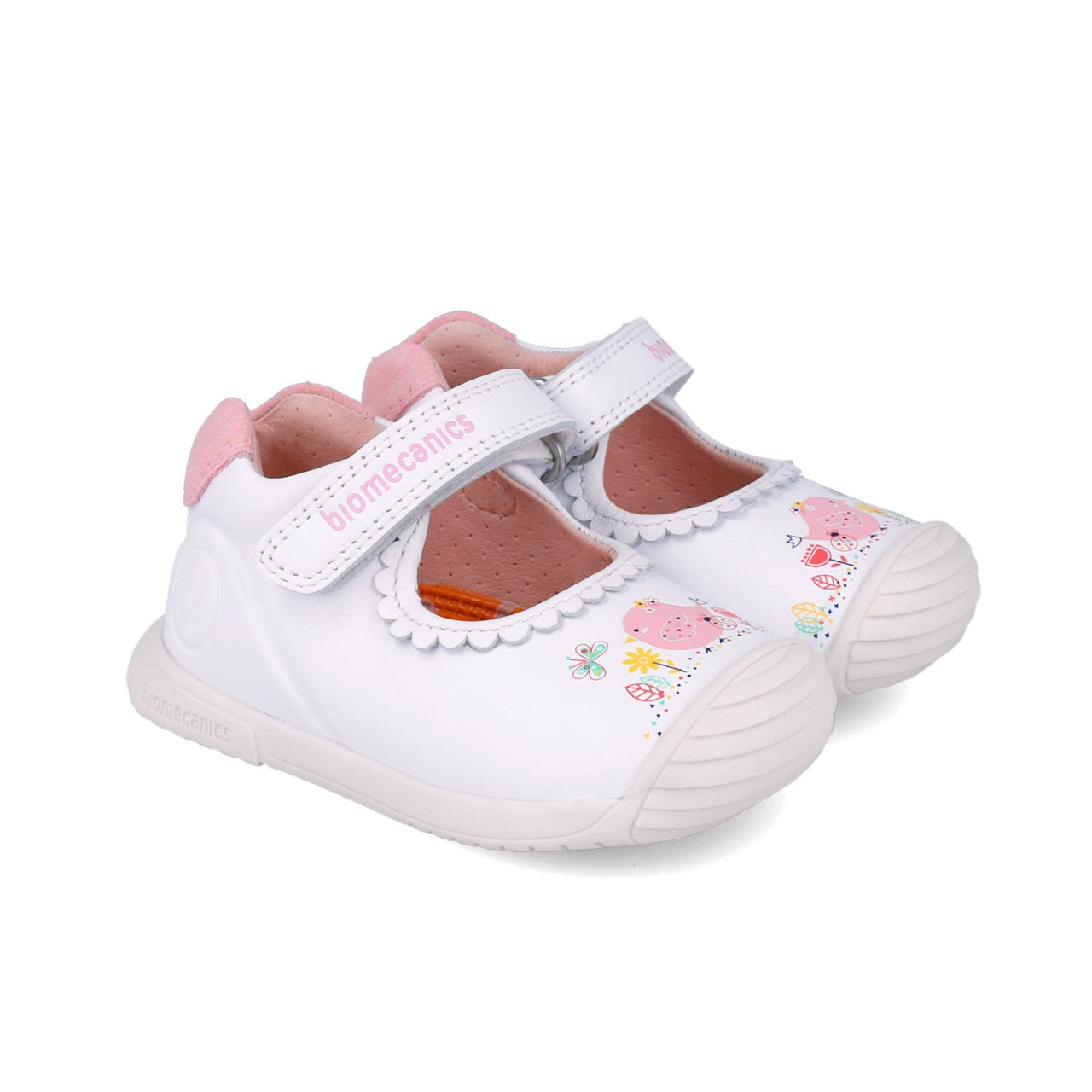 Pantofiori Primii Pasi pentru fetite Biomecanics 252105, Alb