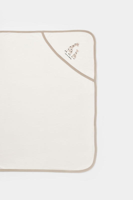 Paturica din bumbac organic Girafa, BabyCosy, Ecru, 85X85 cm