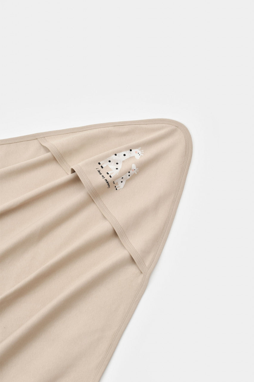 Paturica din bumbac organic Girafa, BabyCosy, Mink, 85X85 cm