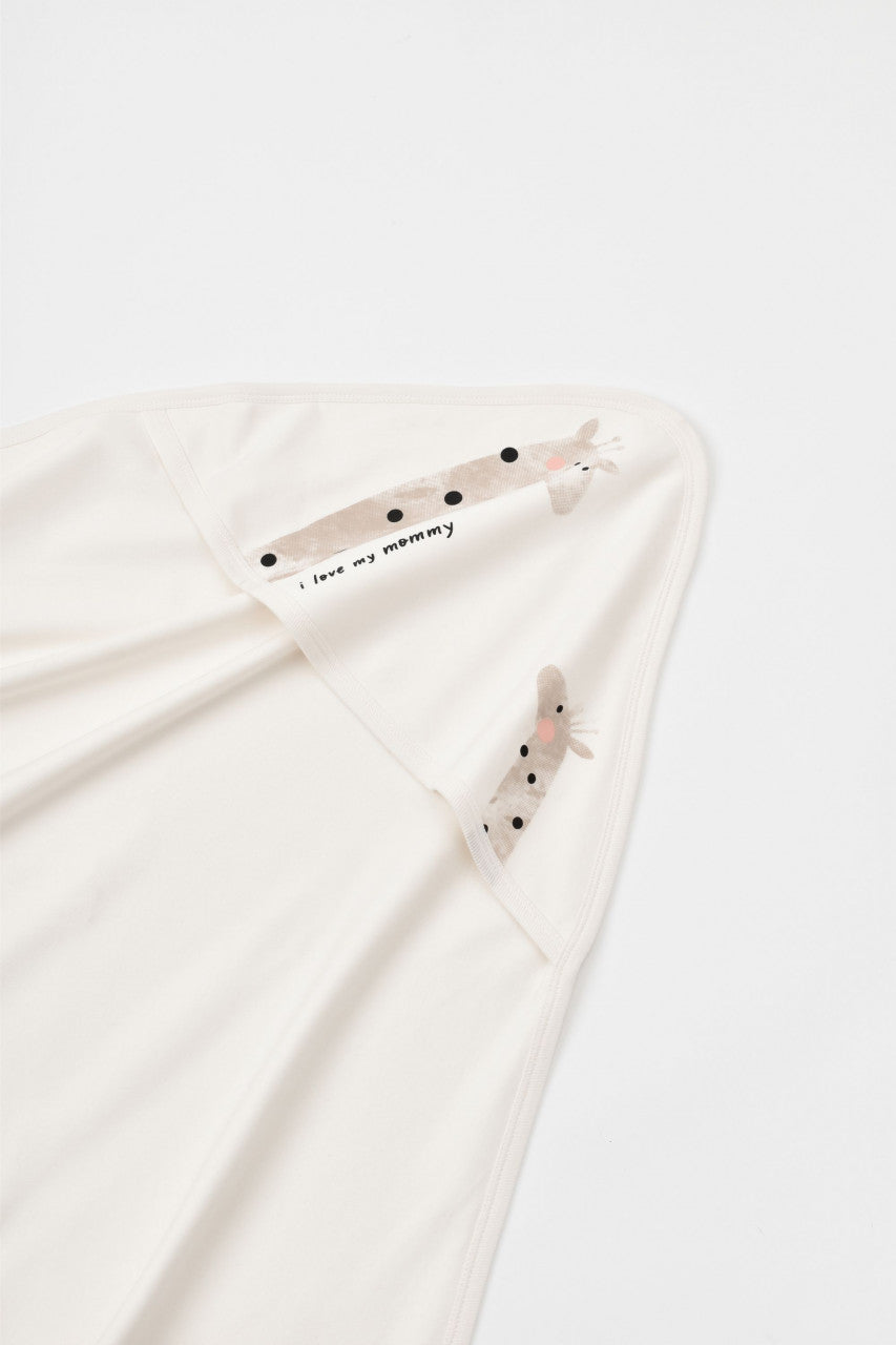 Paturica din bumbac organic Girafe, BabyCosy, Ecru, 85X85 cm