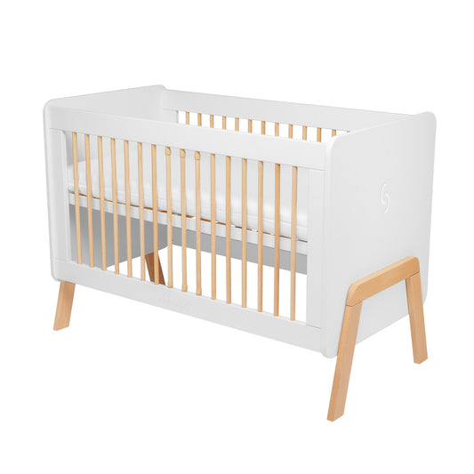 Patut transformabil copii Skiddou Krubb din lemn de fag/MDF, 60x120 cm, Puff Catcher, Alb