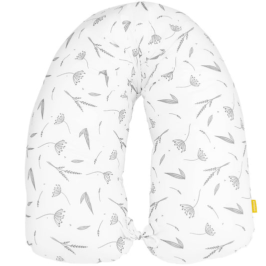 Perna pentru alaptat 2 in 1 Ammi+, Skiddou, Puff catcher, Alb, ‎109 x 48 x 20 cm