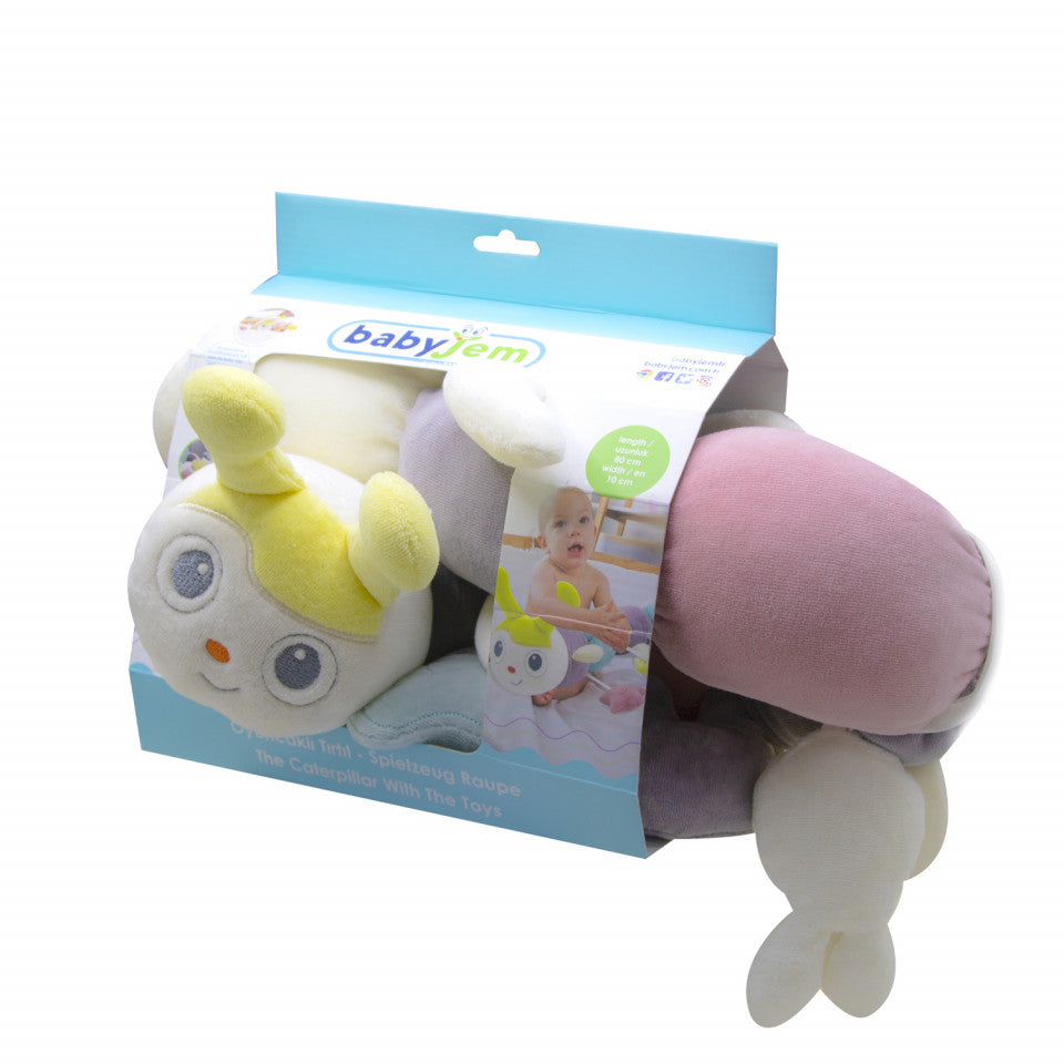 Protectie laterala multifunctionala cu jucarii din plus BabyJem Caterpilar