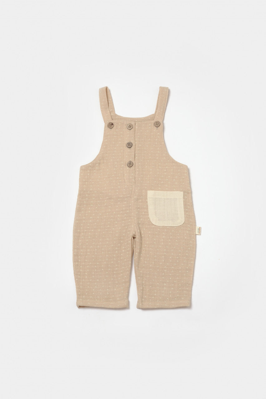 Salopeta cu bretele si buzunar, 100% bumbac - Apricot, BabyCosy