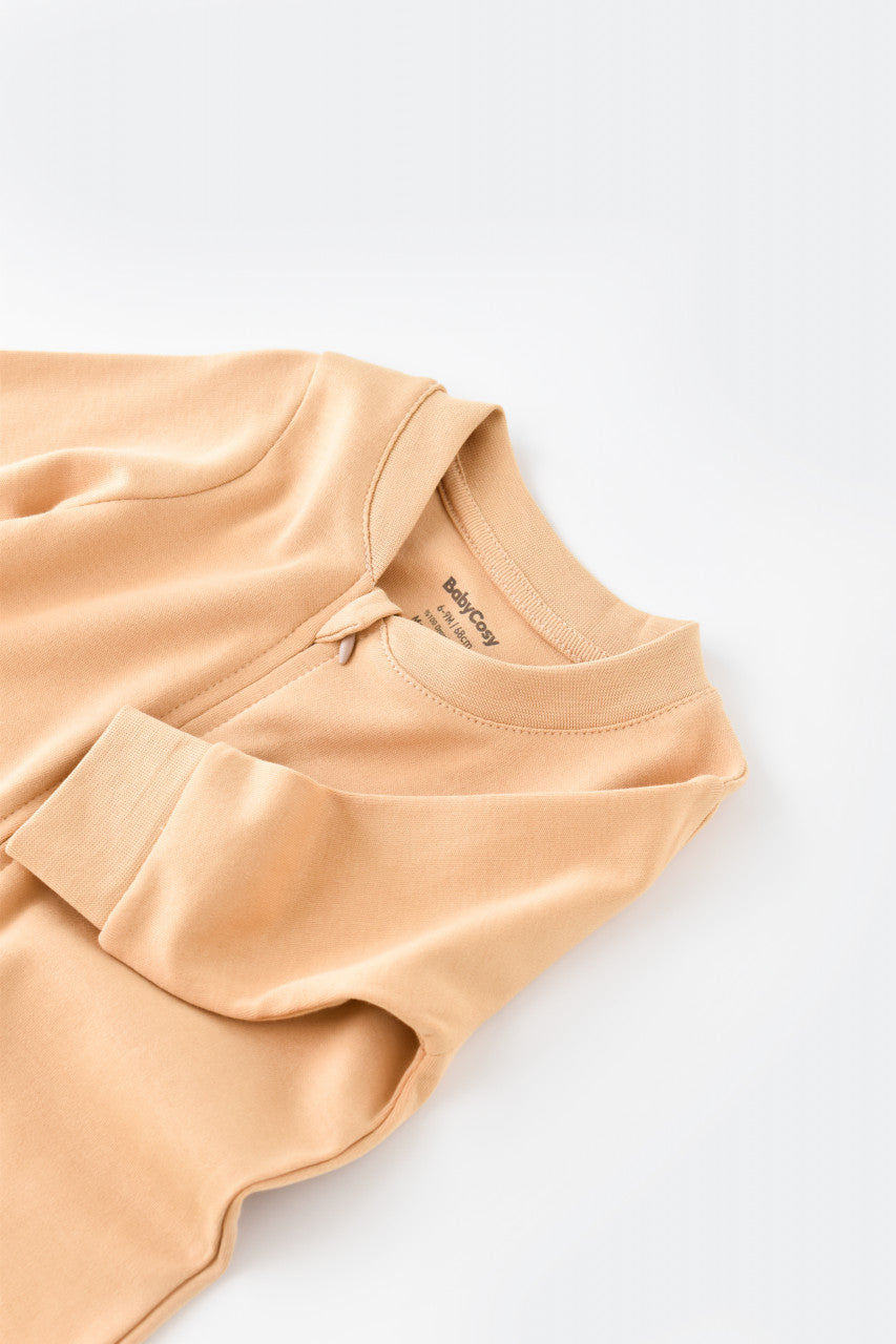 Salopeta cu fermoar cu maneca lunga si pantaloni lungi - 100%bumbac organic - Mustar, BabyCosy