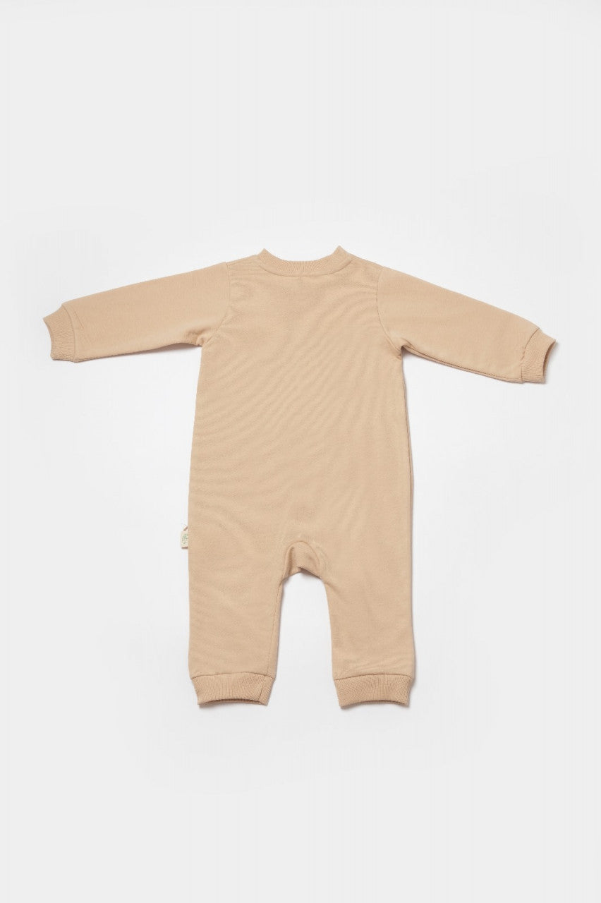 Salopeta cu fermoar, Two thread, BabyCosy, 100% bumbac organic, Stone